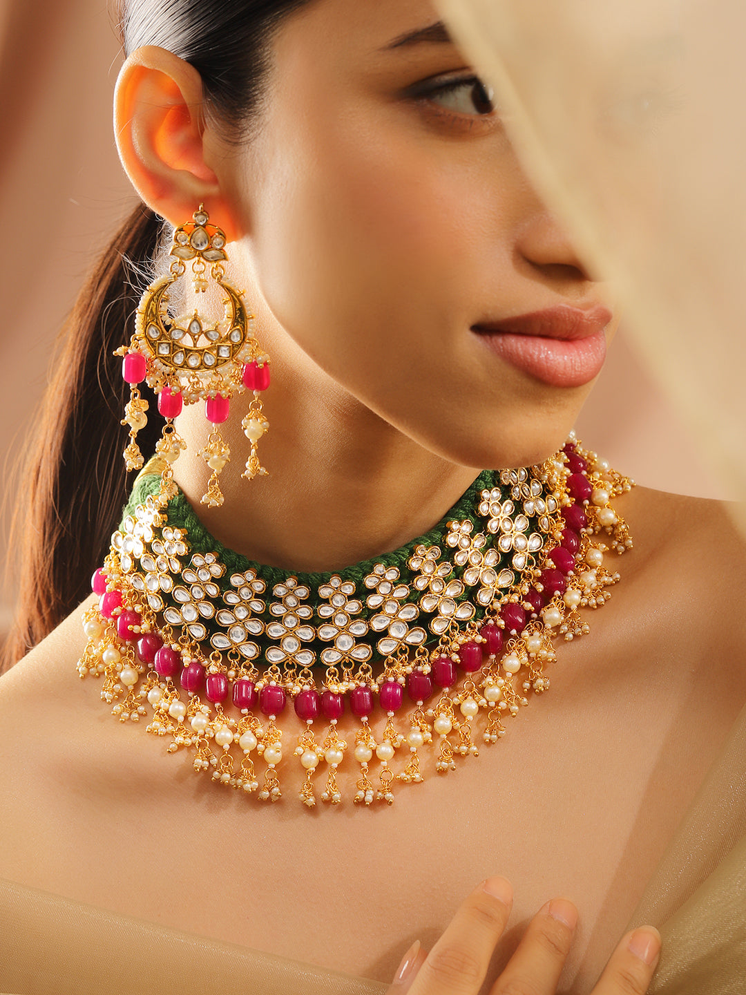 Regal Purple & Kundan Necklace Set フリーサイズ