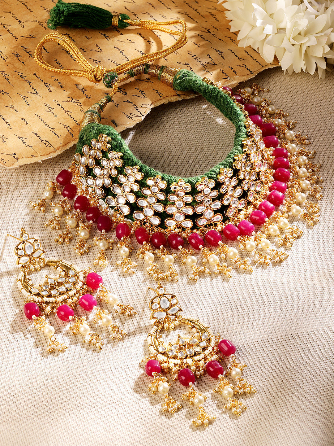Regal Purple & Kundan Necklace Set フリーサイズ