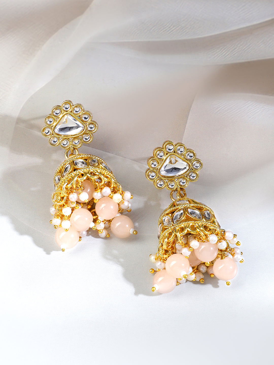 Refined Pastel Pink Kundan Necklace Set フリーサイズ