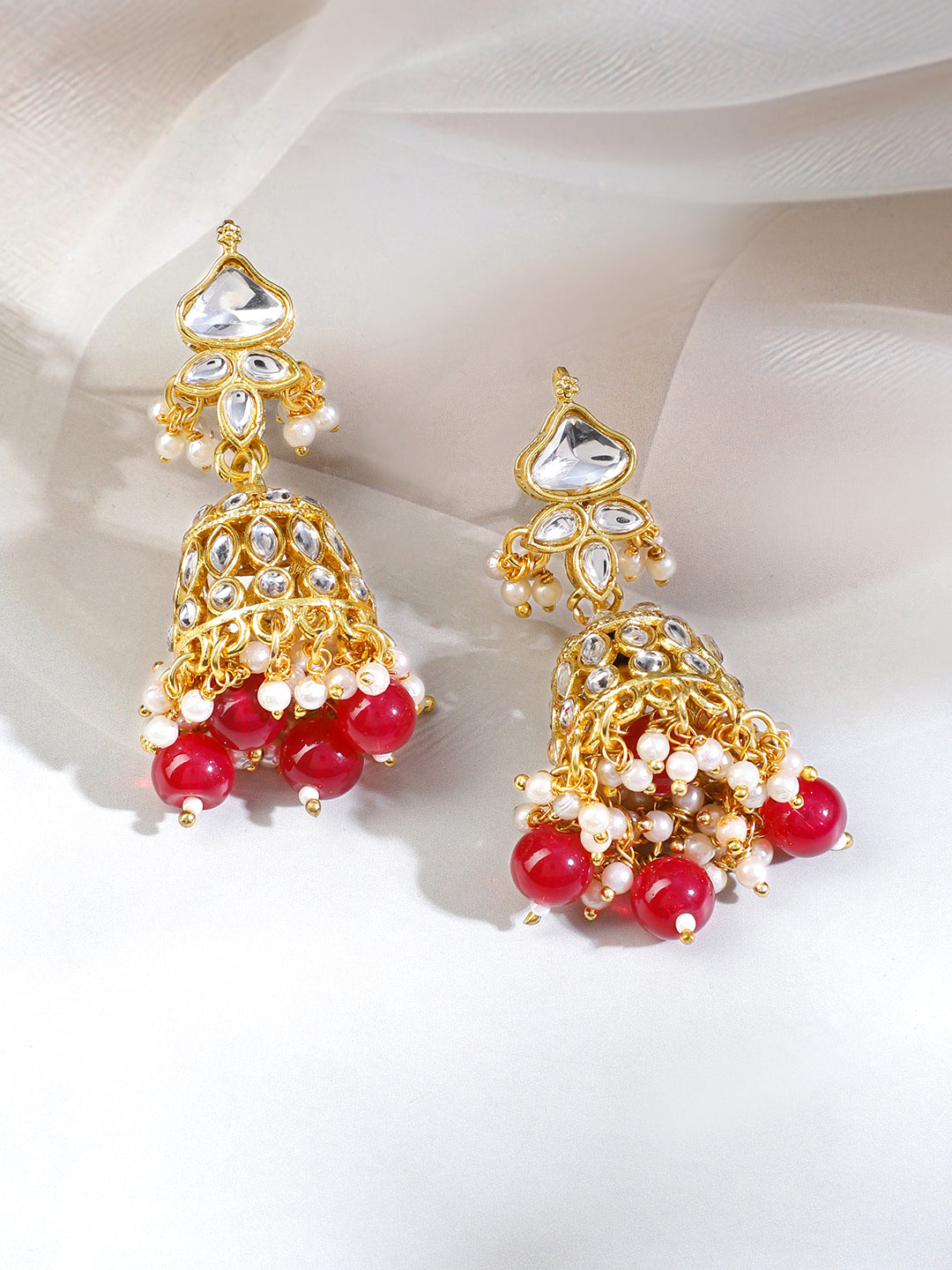 Grace of Red with Kundan Necklace Set フリーサイズ