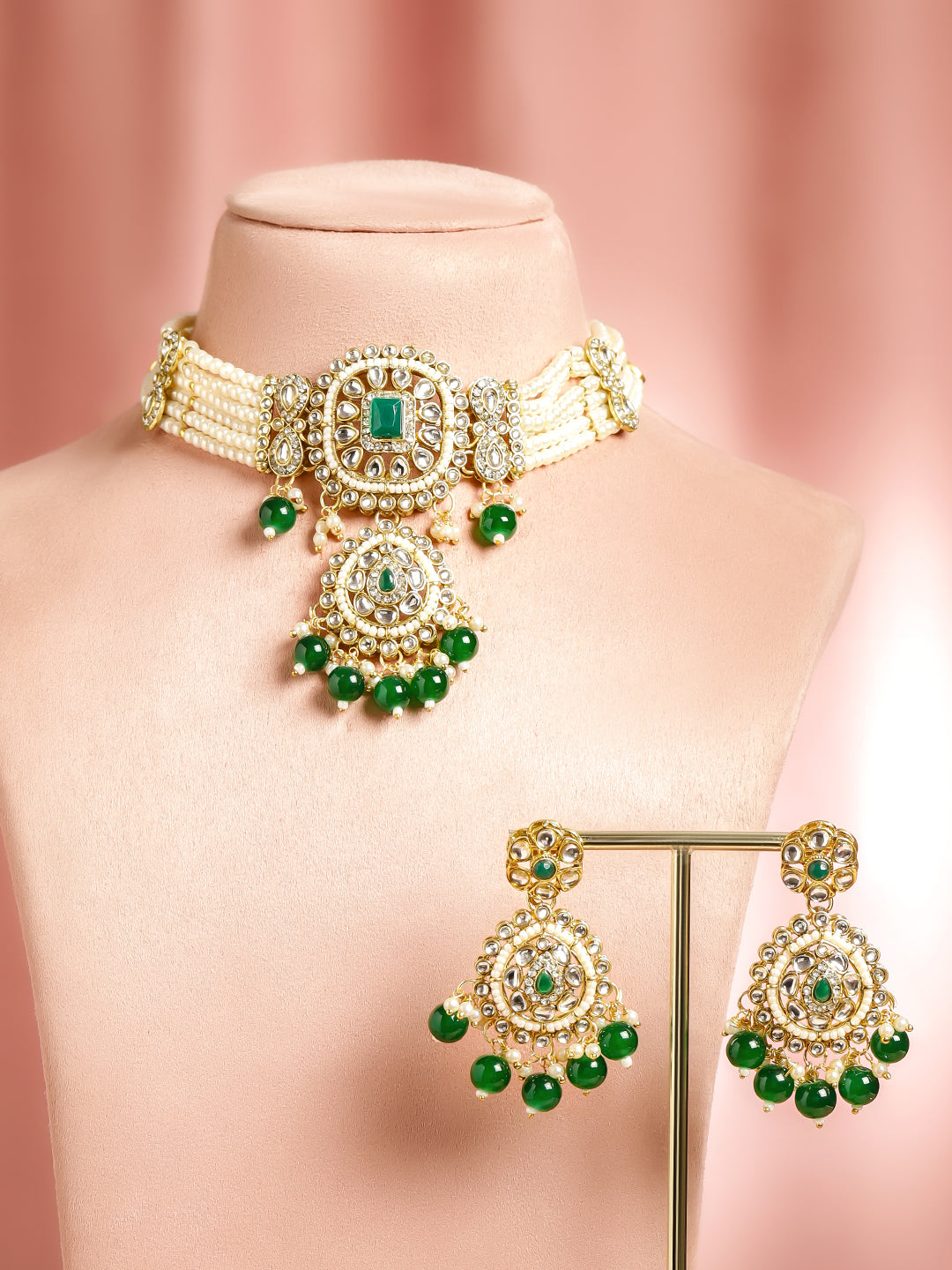 Royal Lustre in Green & White Choker Set フリーサイズ