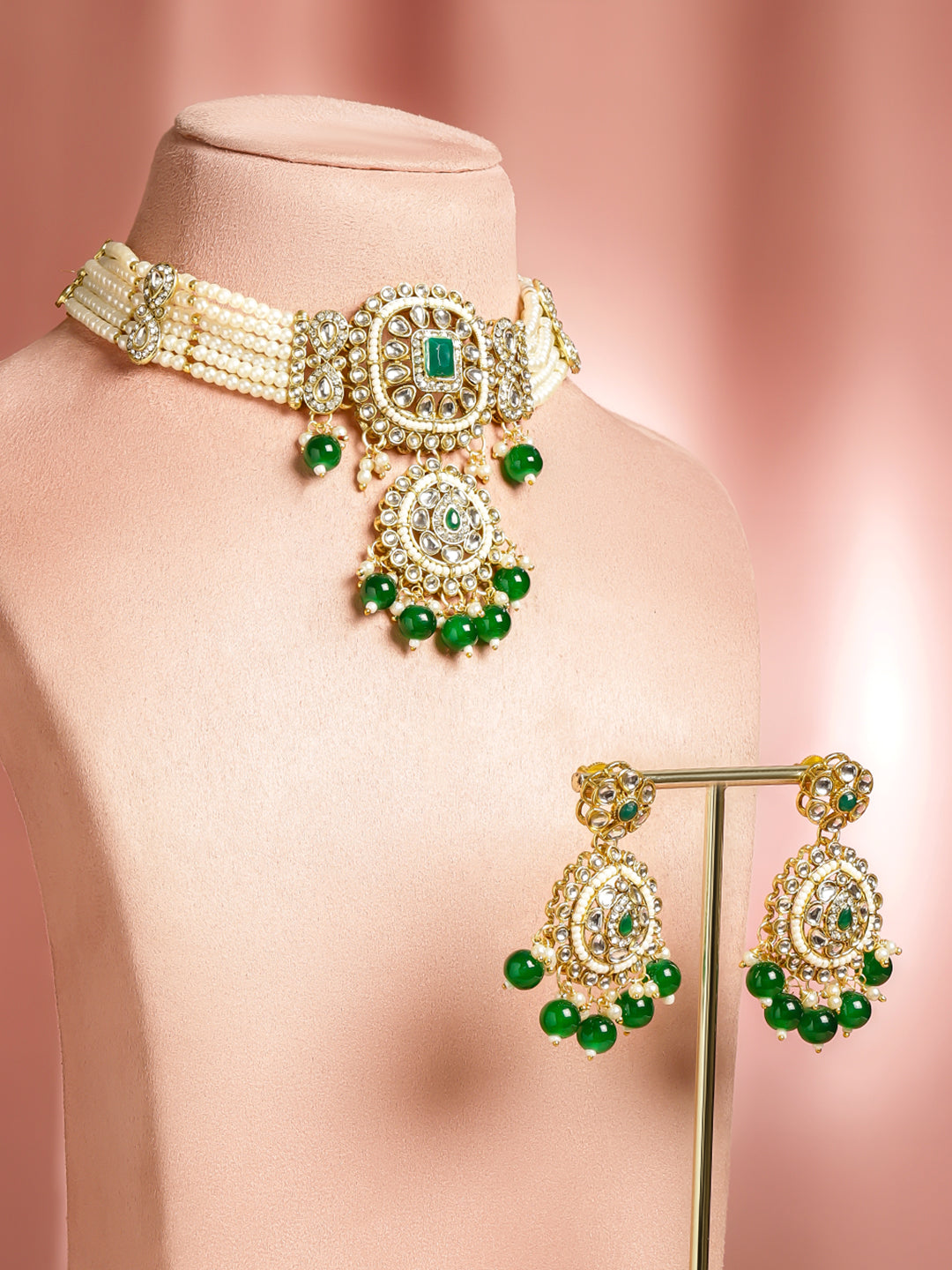 Royal Lustre in Green & White Choker Set フリーサイズ