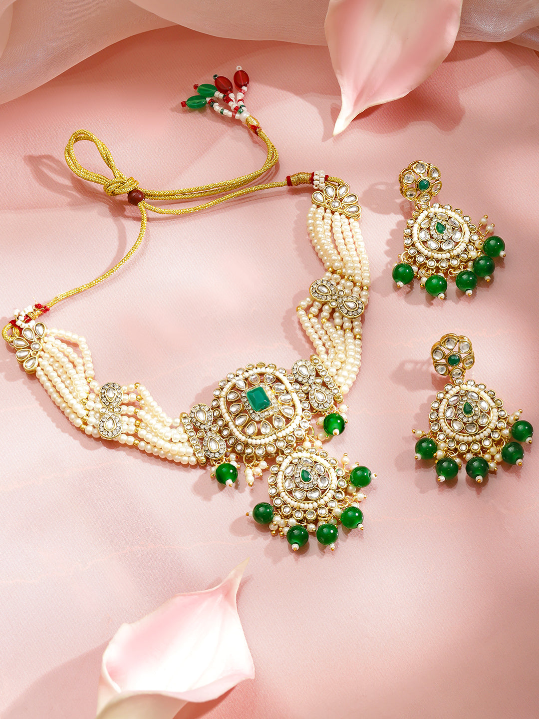 Royal Lustre in Green & White Choker Set フリーサイズ