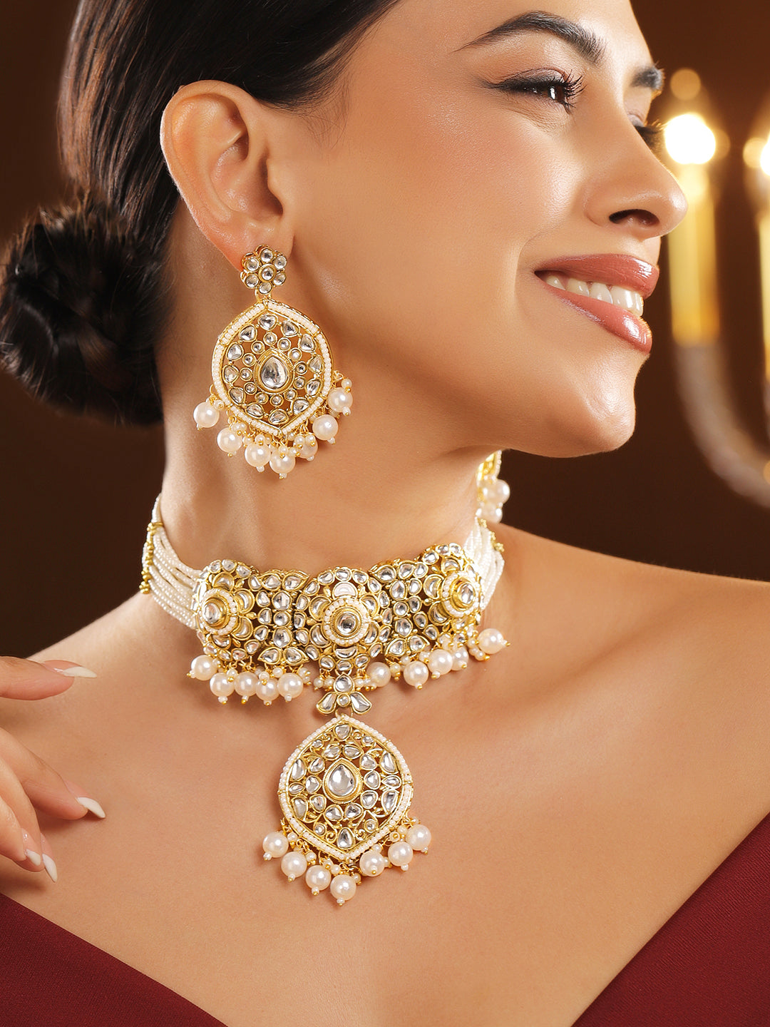Art of Ivory Glow Kundan Choker Set フリーサイズ