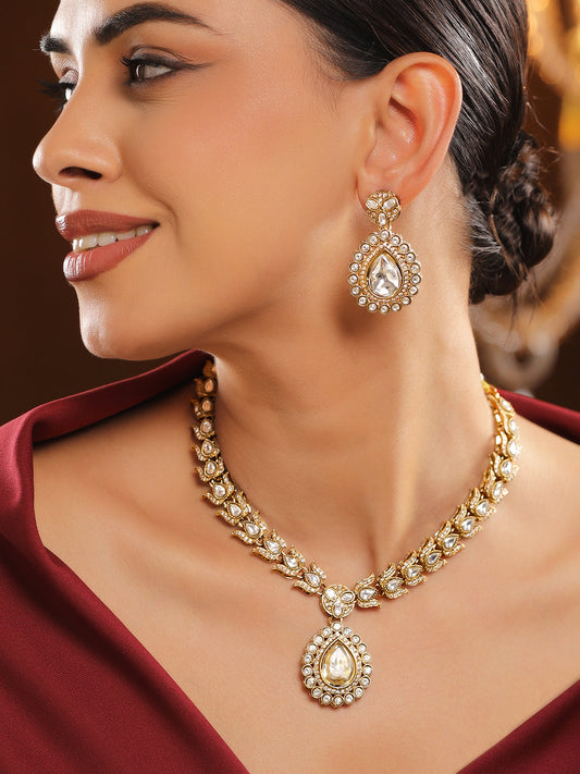 Whispering Lotus with Kundan Necklace Set フリーサイズ