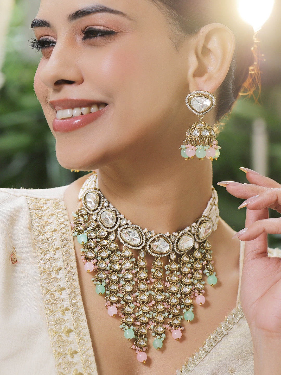 Palace Jewel Luxe Kundan Necklace Set フリーサイズ