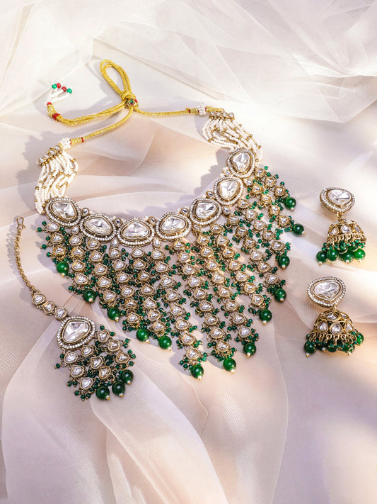 Statement Glow Green Necklace Set フリーサイズ