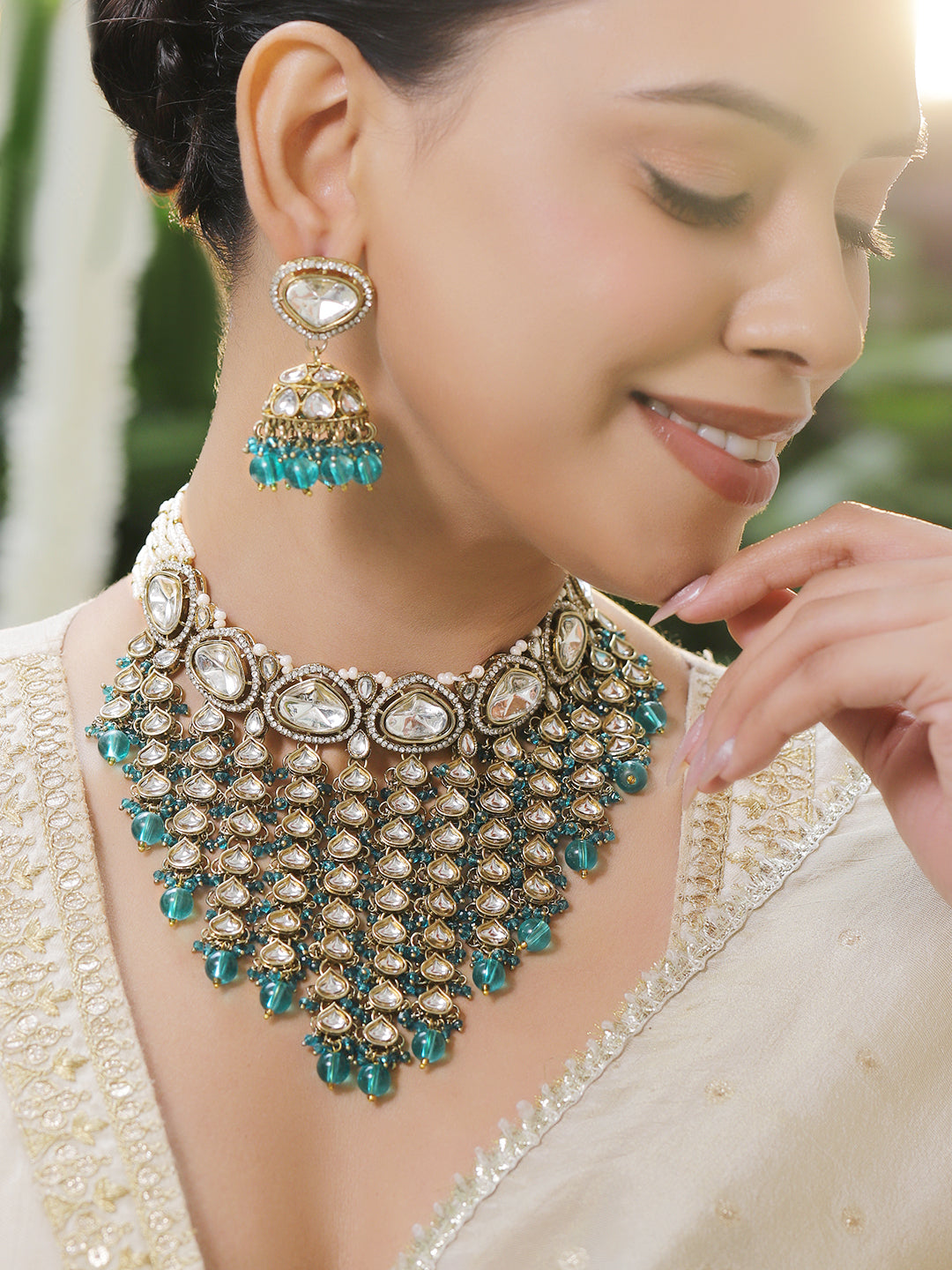 Turquoise Radiance Kundan Lux Choker Set フリーサイズ