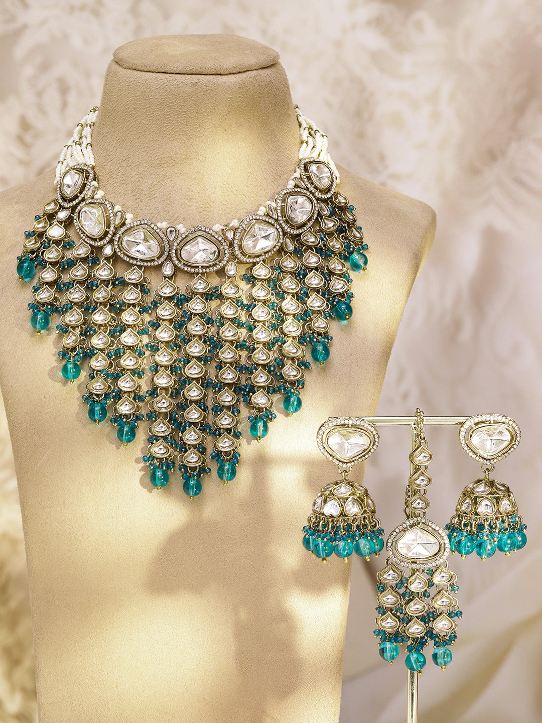 Turquoise Radiance Kundan Lux Choker Set フリーサイズ