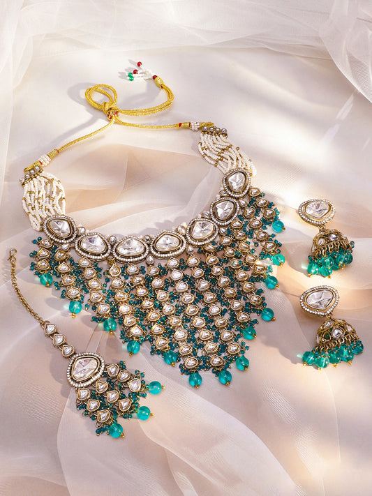 Turquoise Radiance Kundan Lux Choker Set フリーサイズ