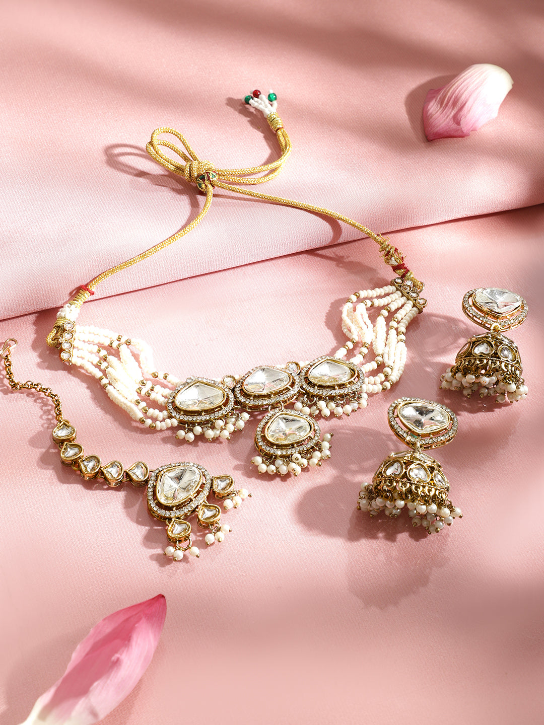 Golden Blush Kundan Necklace Set フリーサイズ