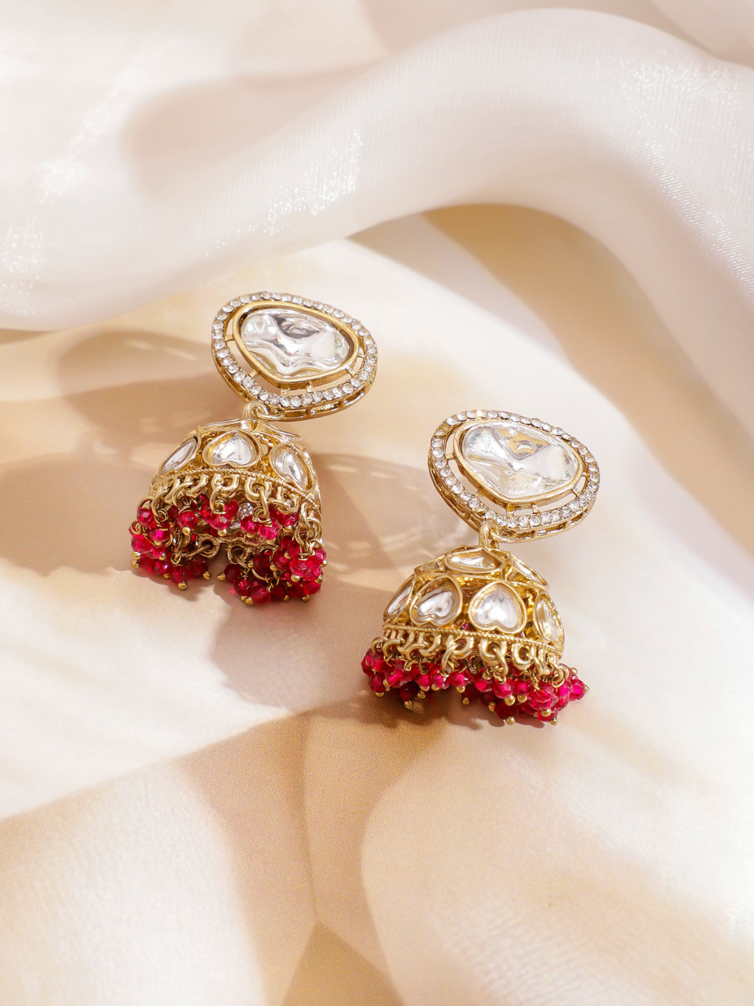 Pink & Ivory Romance Kundan Necklace Set フリーサイズ