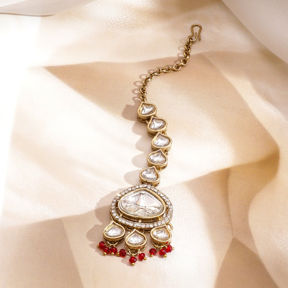 Red & Ivory Romance Kundan Necklace Set フリーサイズ