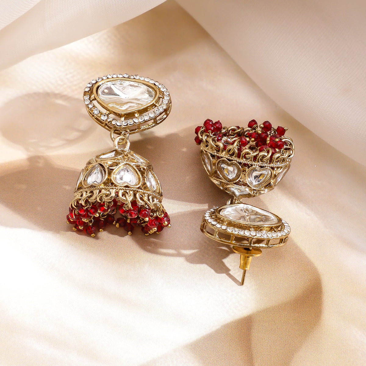 Red & Ivory Romance Kundan Necklace Set フリーサイズ