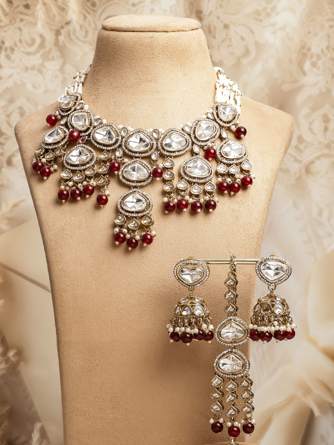 Wedding Ready Kundan Pearl Jewellery Set フリーサイズ