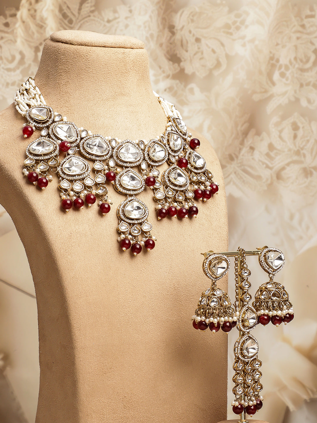 Wedding Ready Kundan Pearl Jewellery Set フリーサイズ