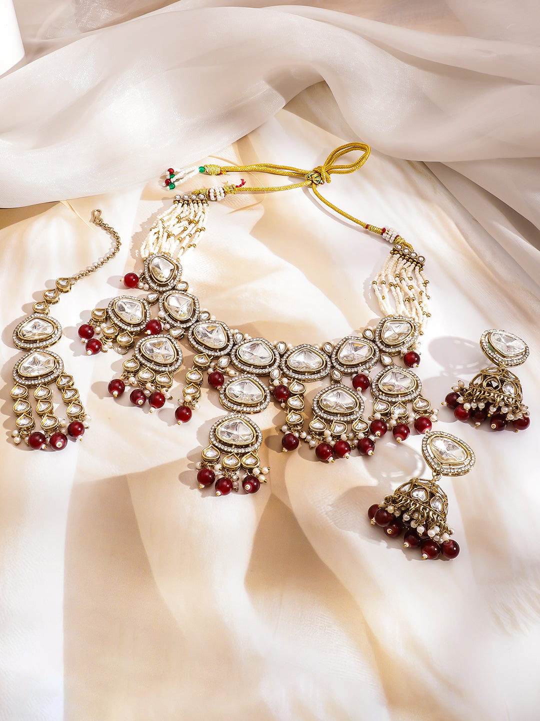 Wedding Ready Kundan Pearl Jewellery Set フリーサイズ