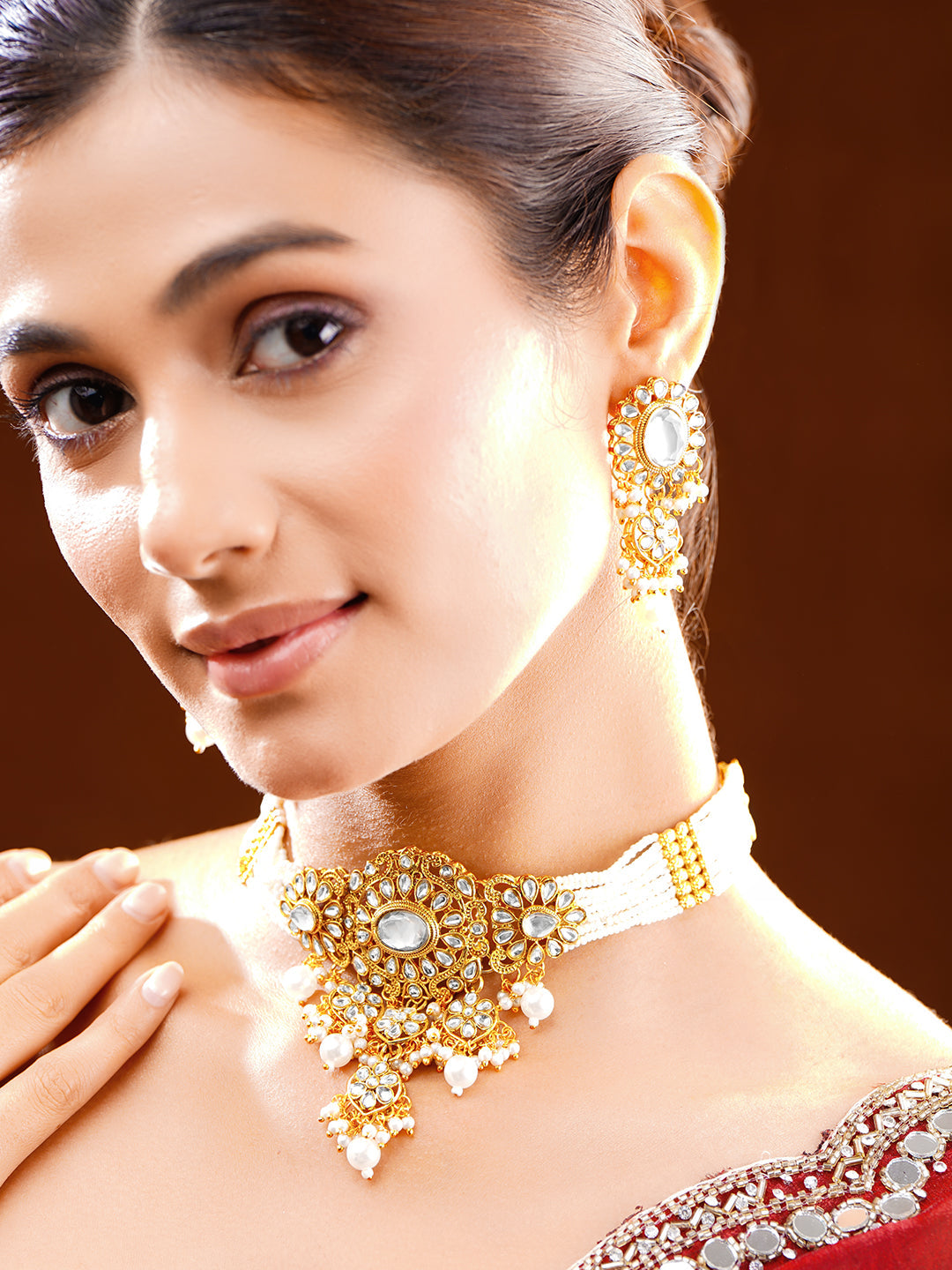 Eternal Pearl Kundan Choker Set フリーサイズ
