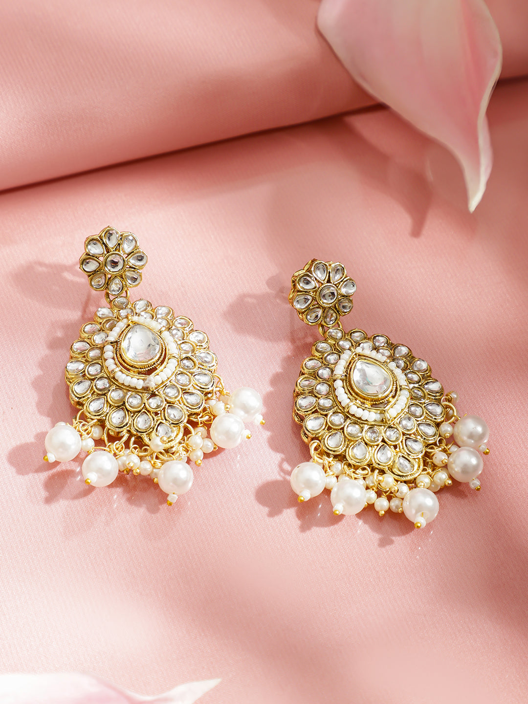 Palace Art Kundan Pearl Necklace Set フリーサイズ