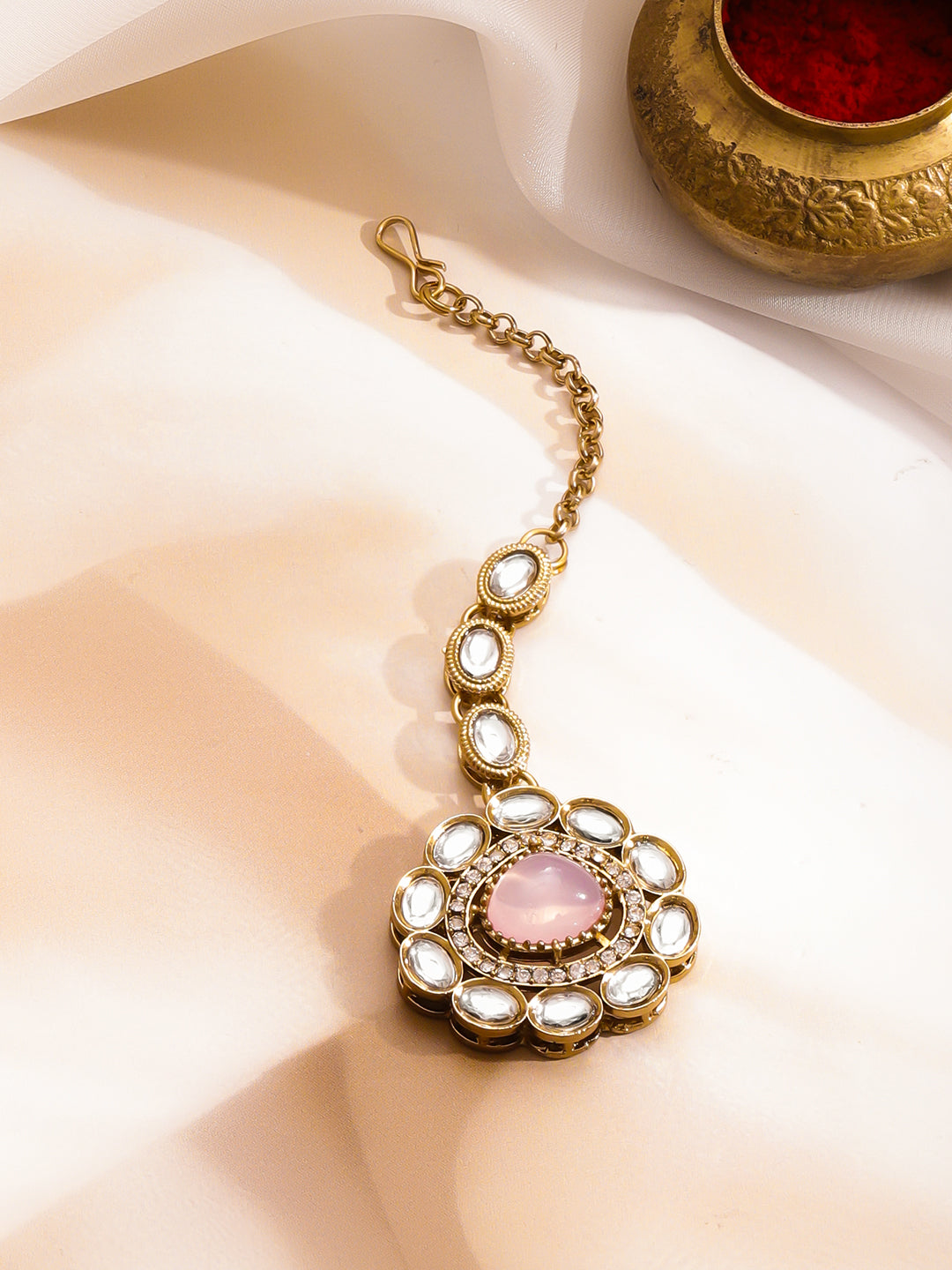 Yellow Pink Harmony Kundan Necklace Set フリーサイズ
