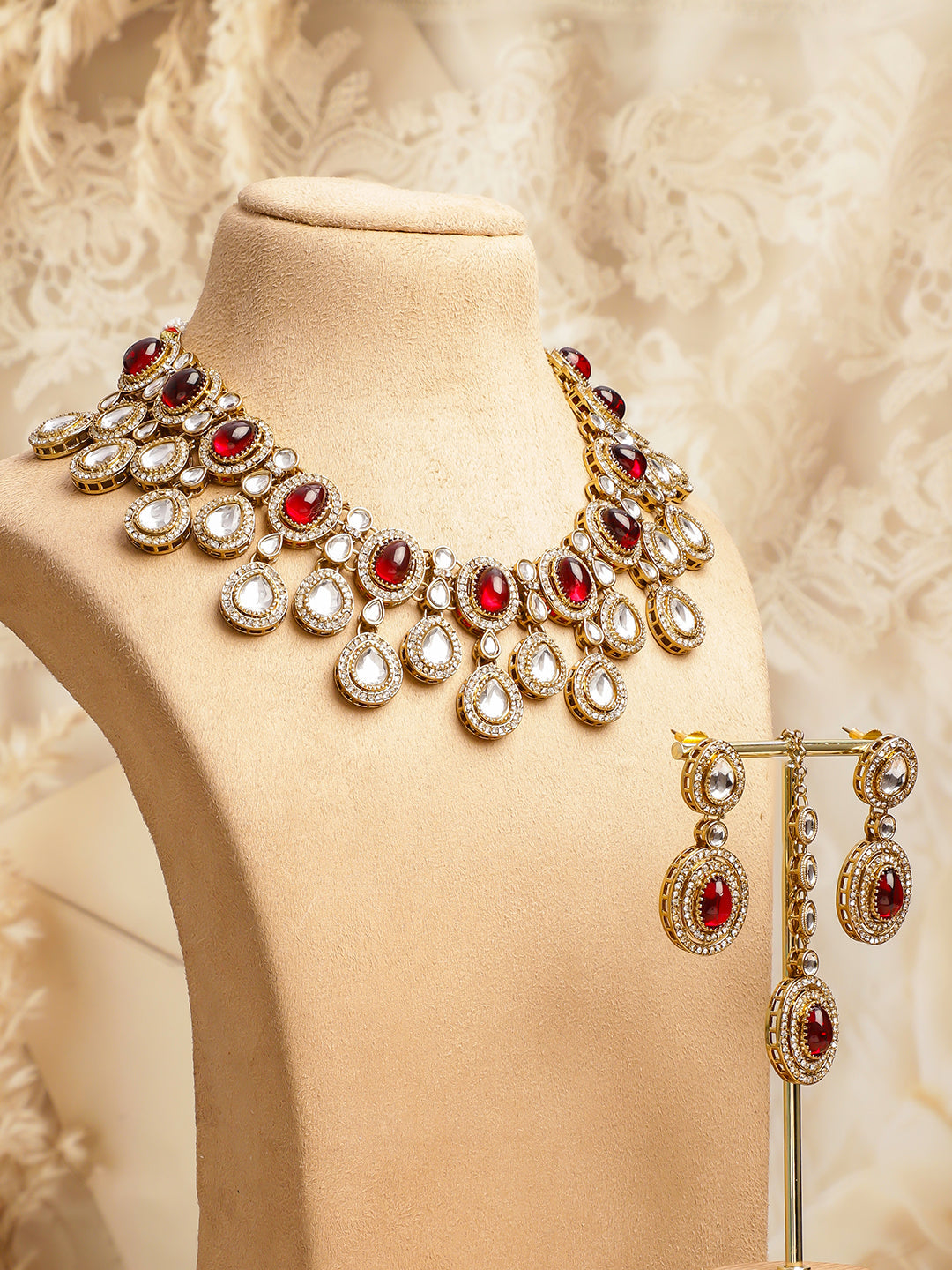 Majestic Kundan Necklace Set フリーサイズ