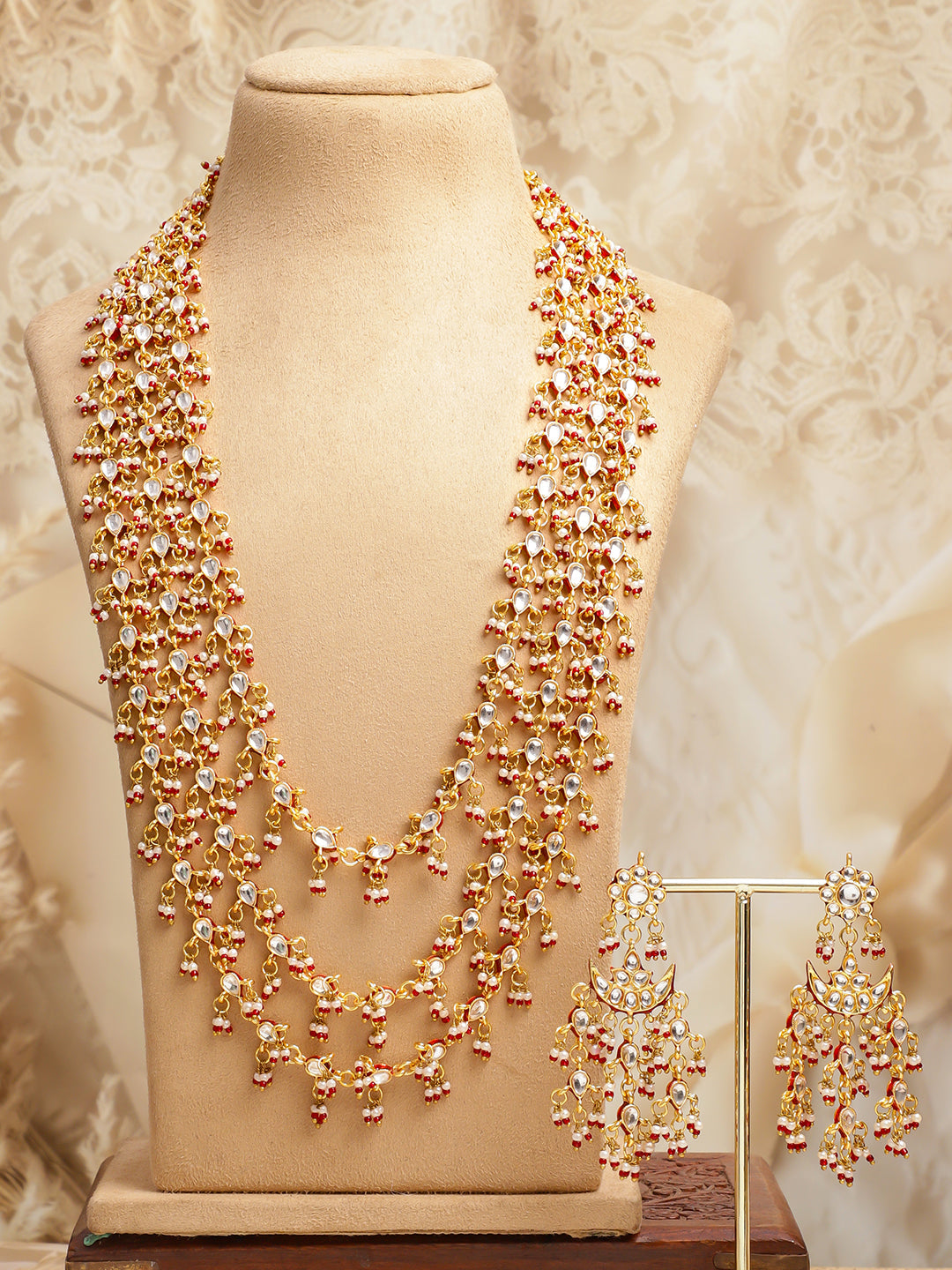 Timeless Gleam of Kundan Necklace Set フリーサイズ