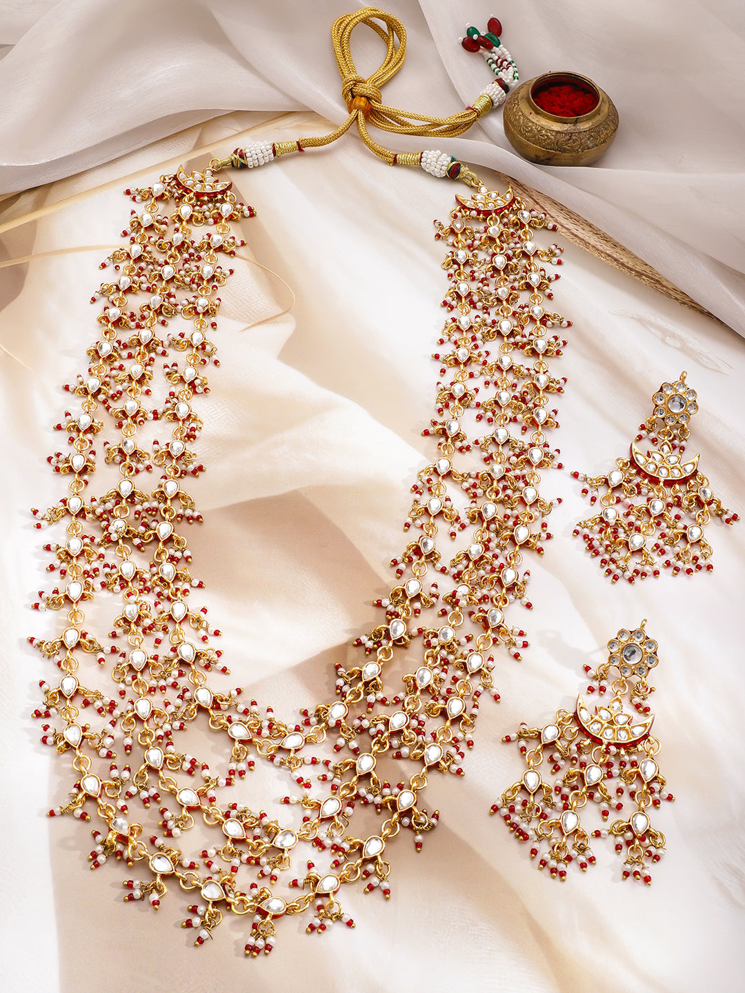 Timeless Gleam of Kundan Necklace Set フリーサイズ