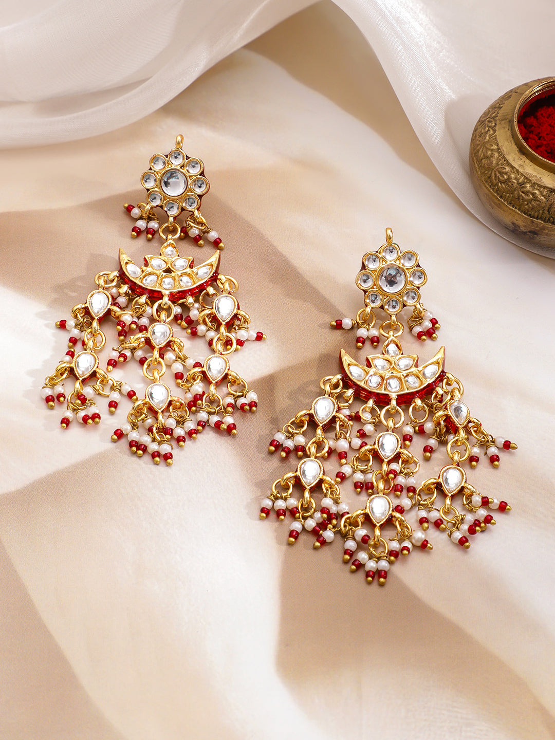Timeless Gleam of Kundan Necklace Set フリーサイズ