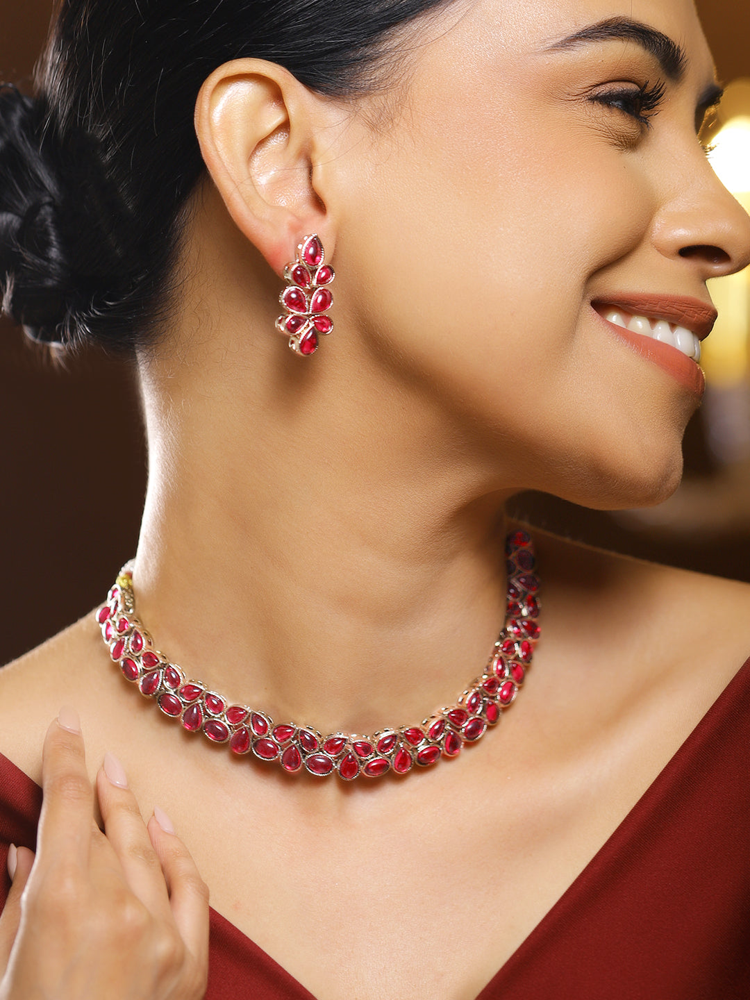 Ruby Pink Necklace Set フリーサイズ