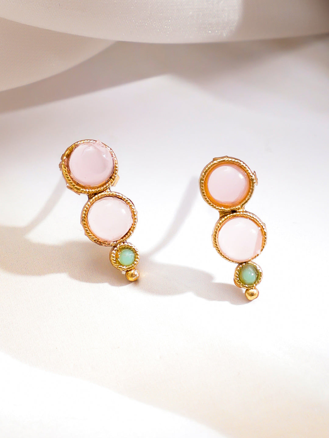 Pink & Green Studded Necklace Set フリーサイズ