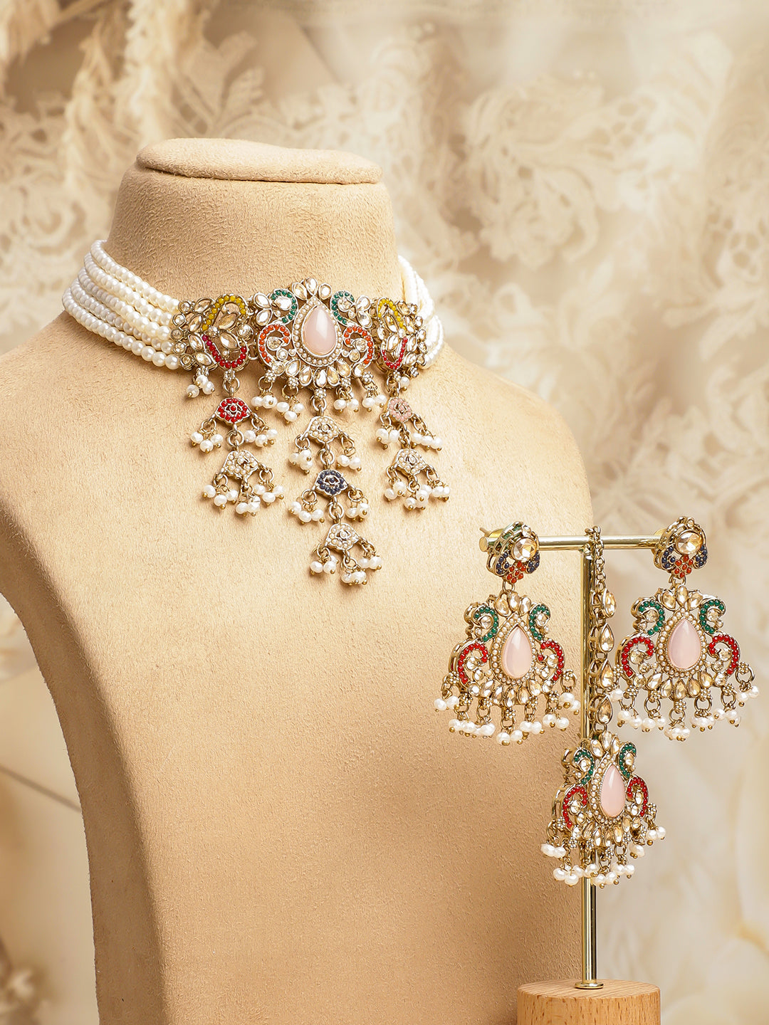 Story of Shades Multicolor Kundan Choker Set フリーサイズ