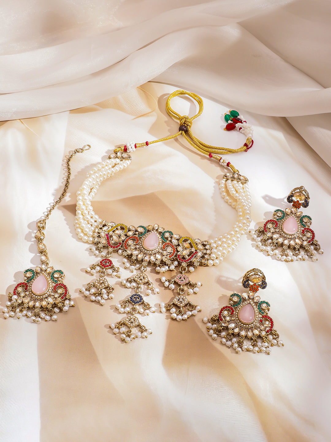 Story of Shades Multicolor Kundan Choker Set フリーサイズ