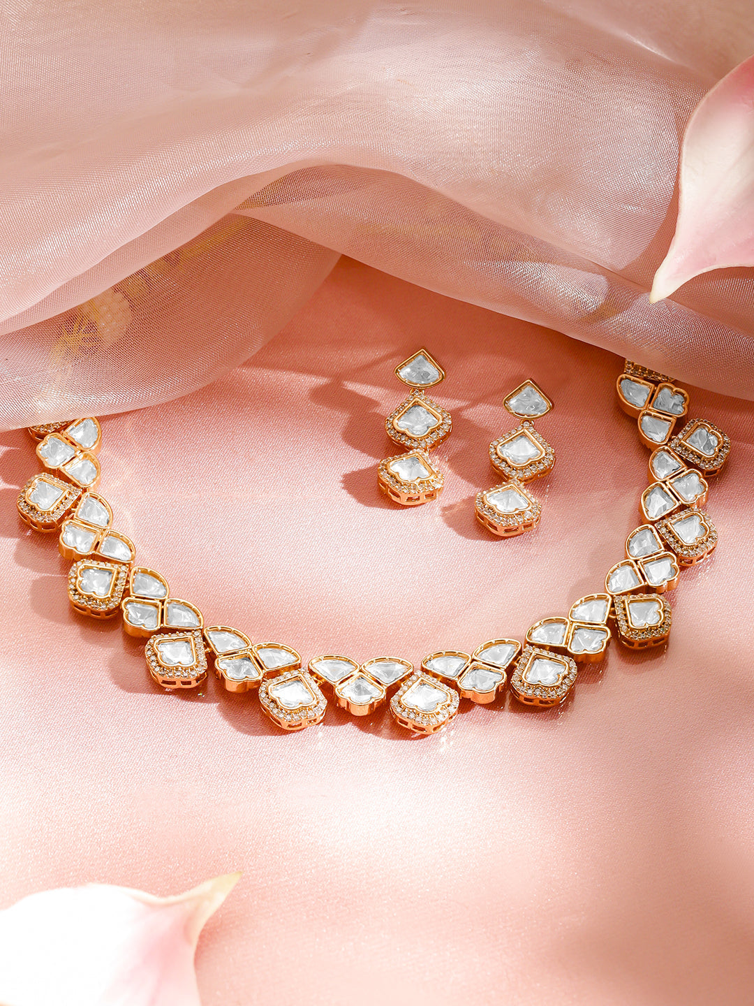 Polki Inspired Kundan Necklace Set フリーサイズ
