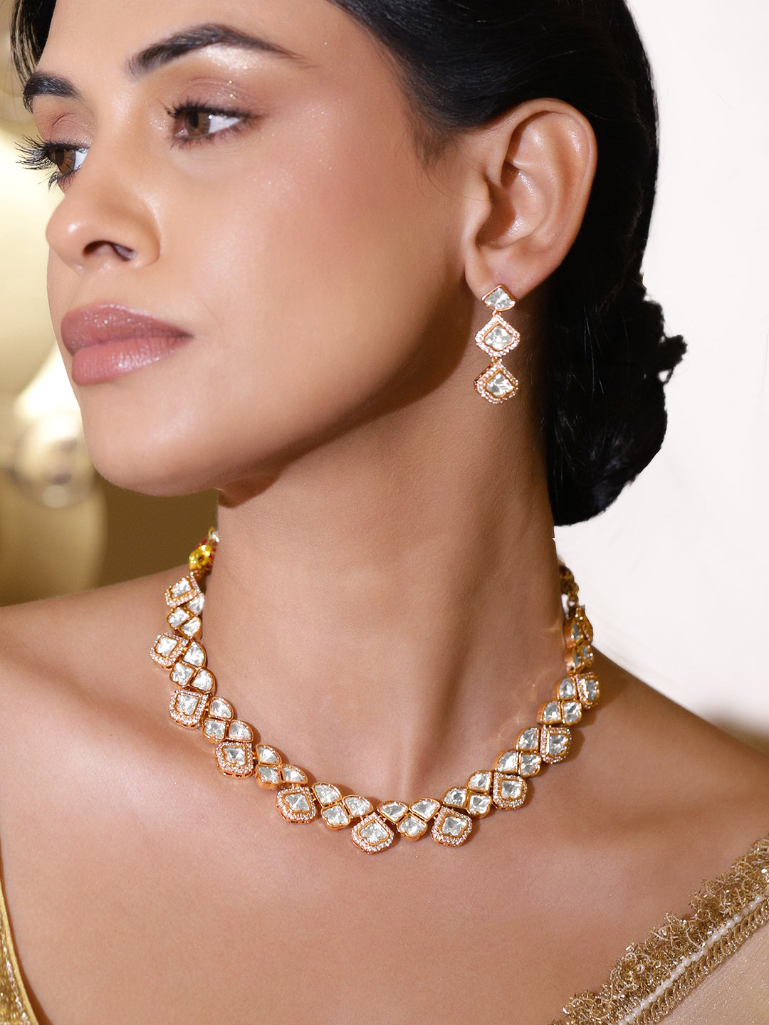 Polki Inspired Kundan Necklace Set フリーサイズ