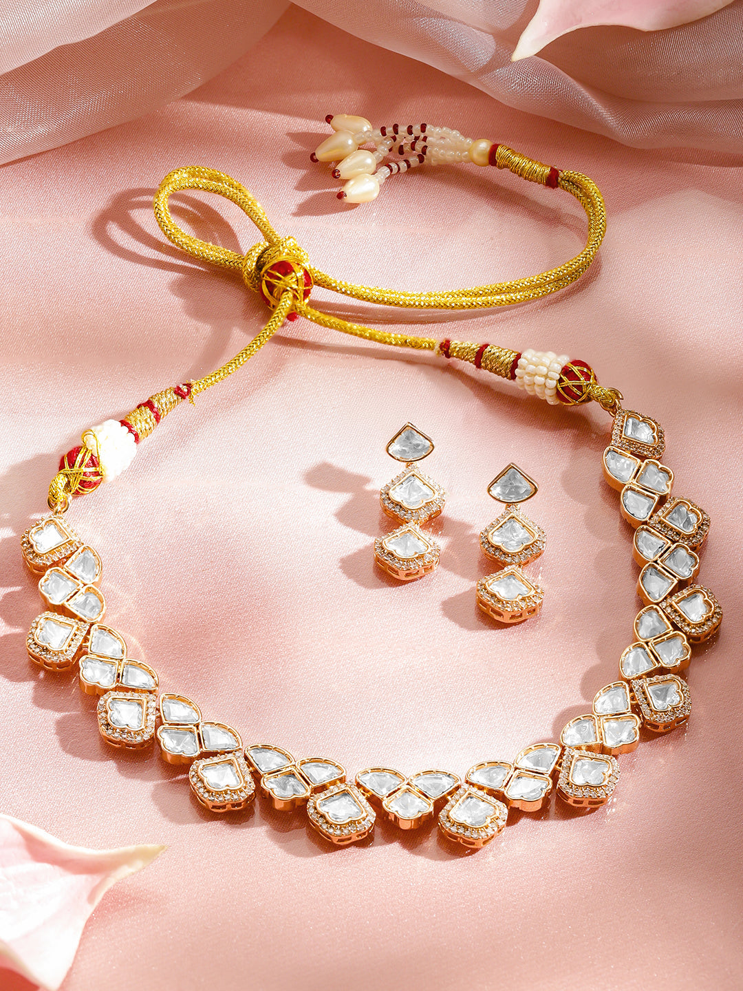 Polki Inspired Kundan Necklace Set フリーサイズ