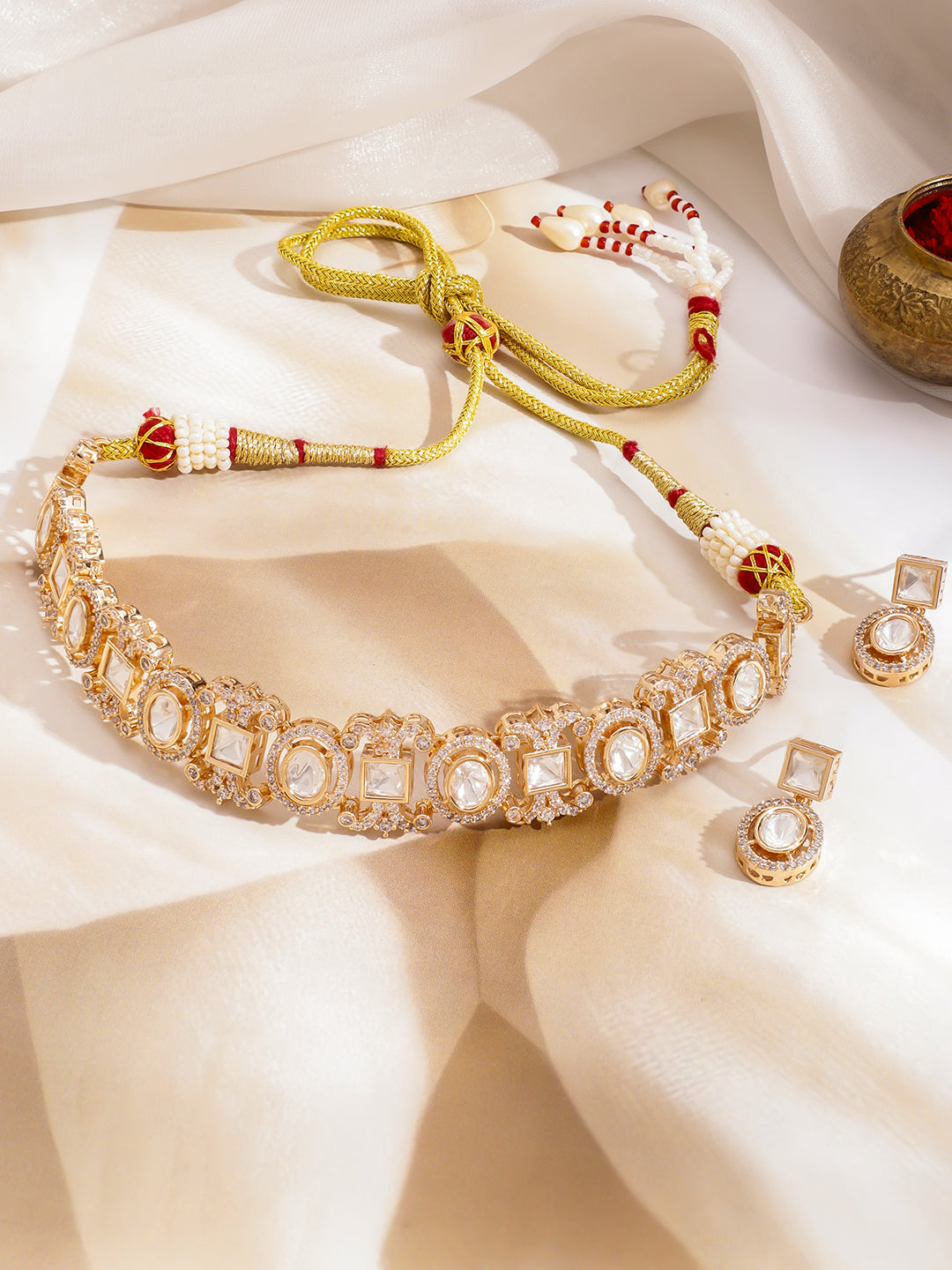 Moonlit Kundan Necklace Set フリーサイズ
