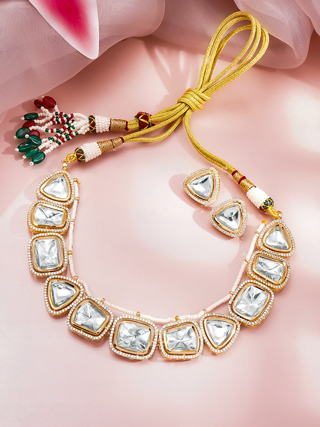 Trendy Polki Fusion Necklace Set フリーサイズ