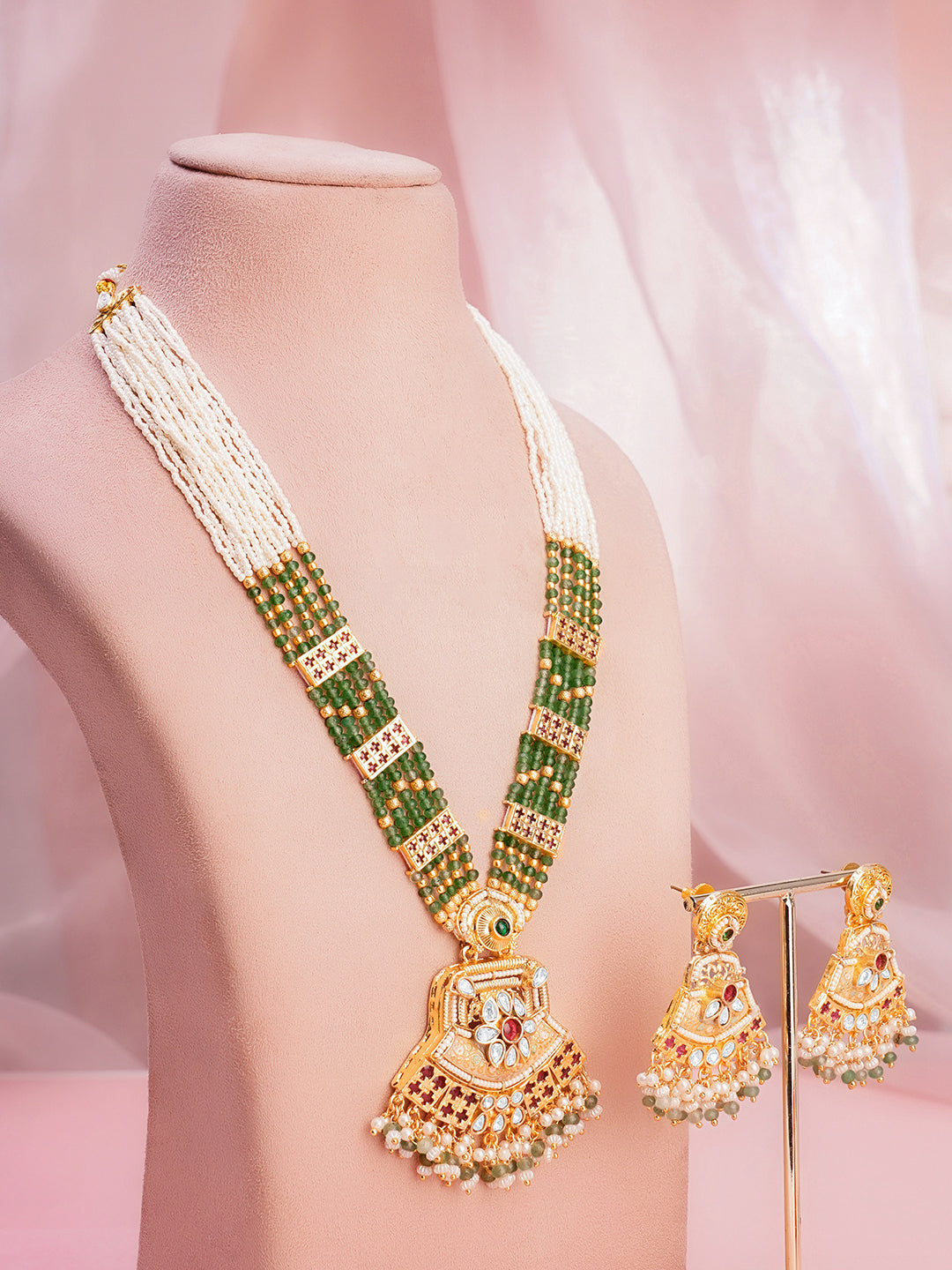 Royal Pearl Kundan Necklace Set フリーサイズ