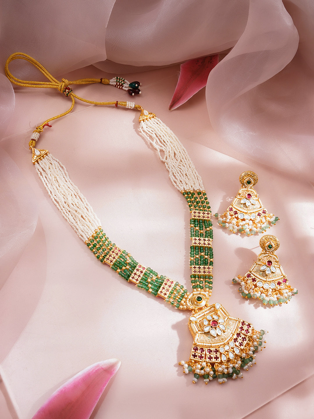 Royal Pearl Kundan Necklace Set フリーサイズ