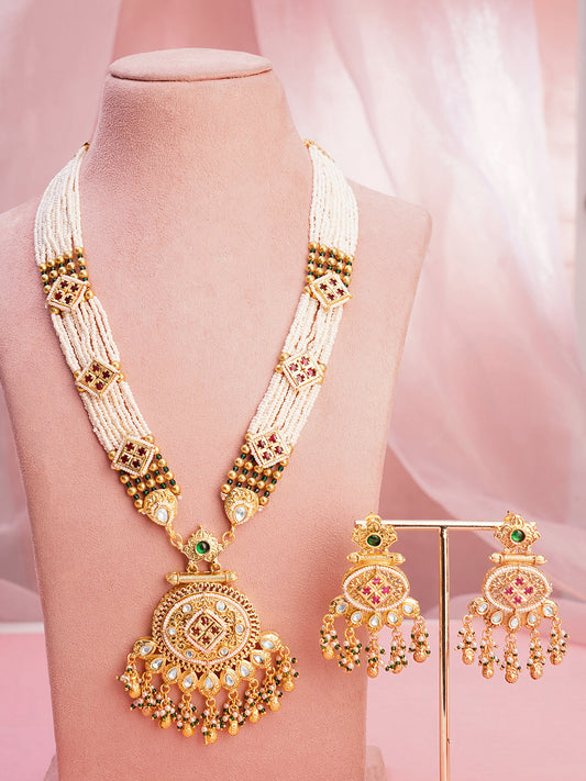 Heirloom Gold Kundan Multi Beaded Jewellery Set フリーサイズ
