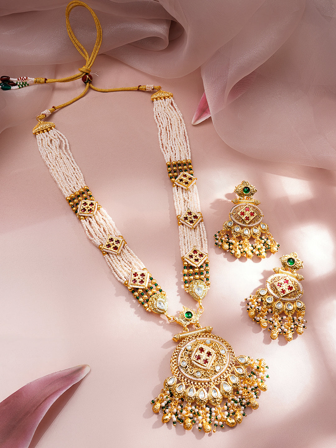 Heirloom Gold Kundan Multi Beaded Jewellery Set フリーサイズ