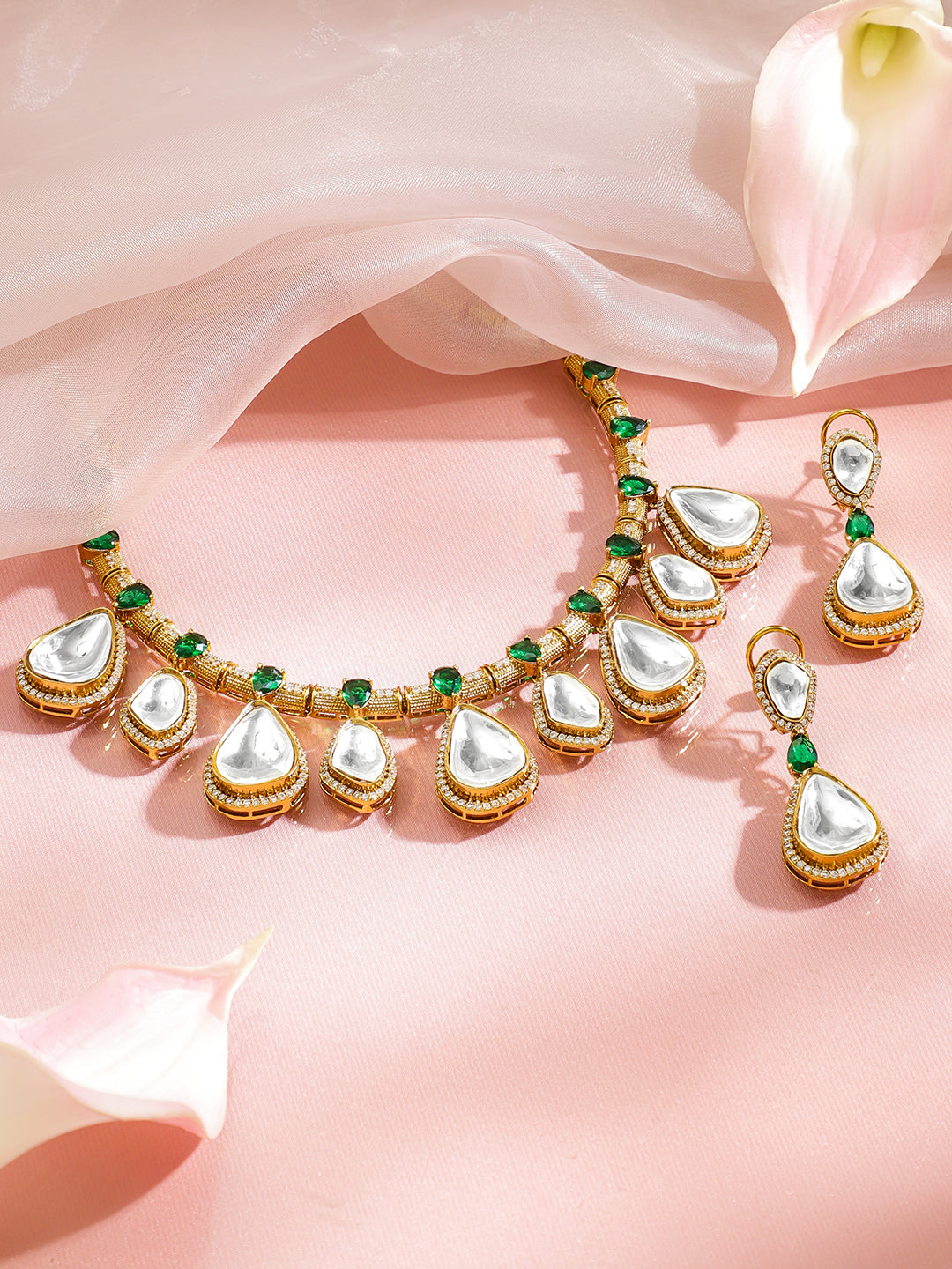Boho Kundan Glam Necklace Set フリーサイズ