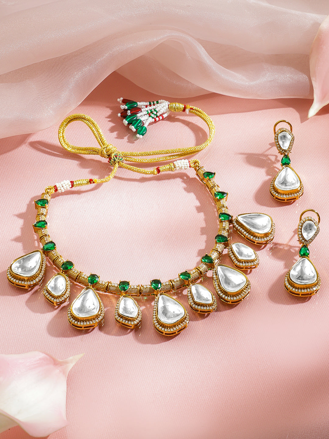 Boho Kundan Glam Necklace Set フリーサイズ