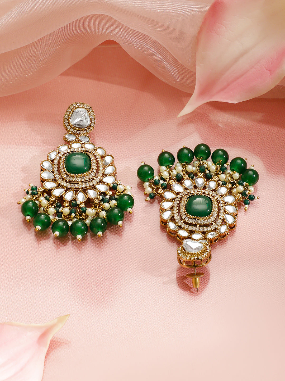Kundan Stories in Green Necklace Set フリーサイズ