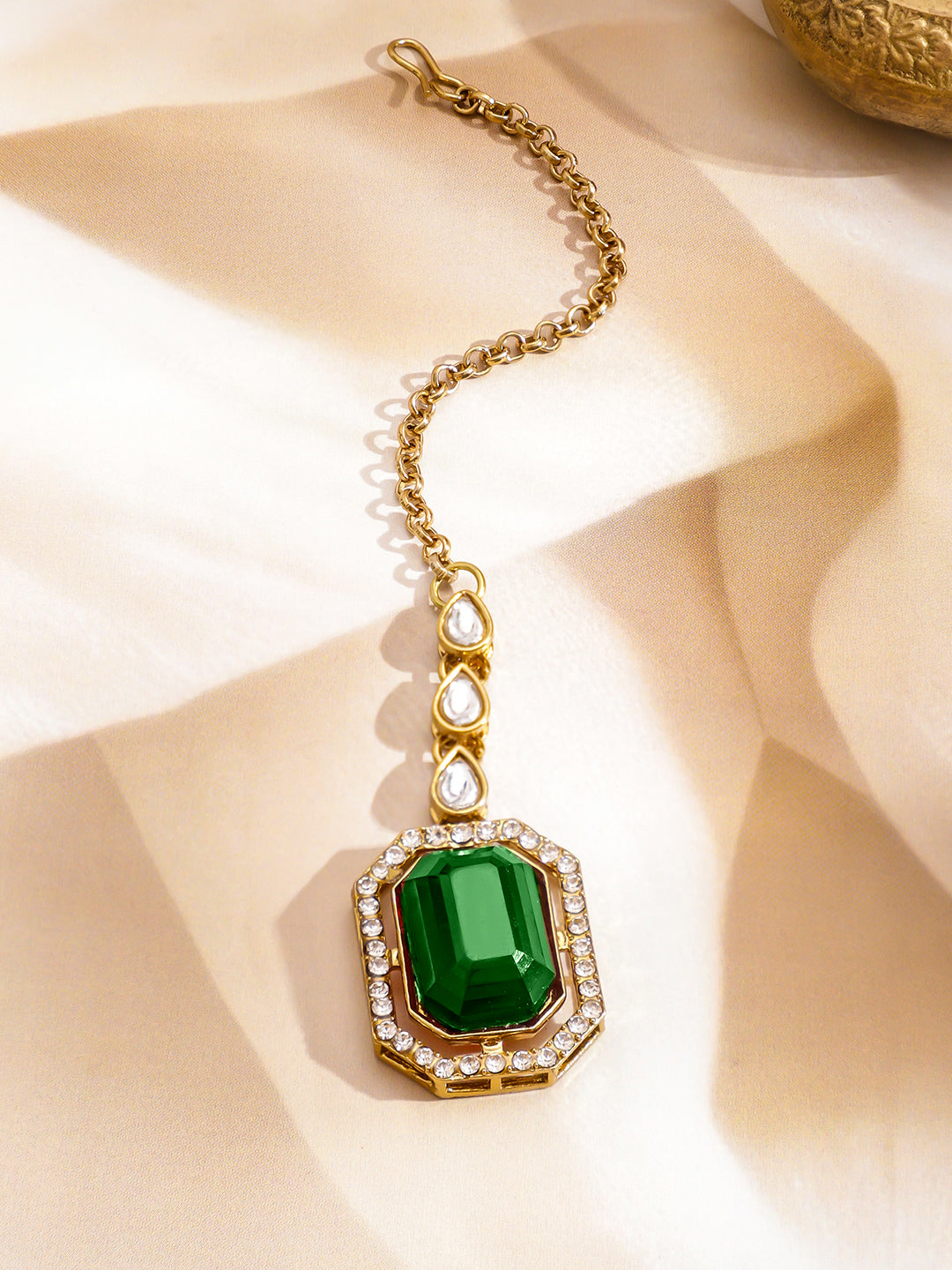 Radiant Emerald & Kundan Necklace Set フリーサイズ