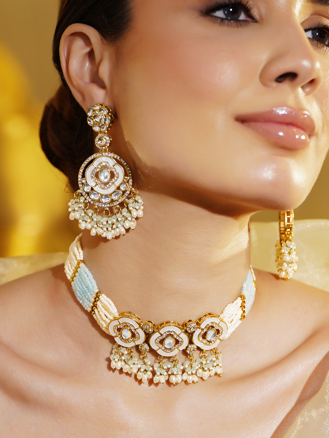 Luxe Radiance Blue & Kundan Choker Set フリーサイズ