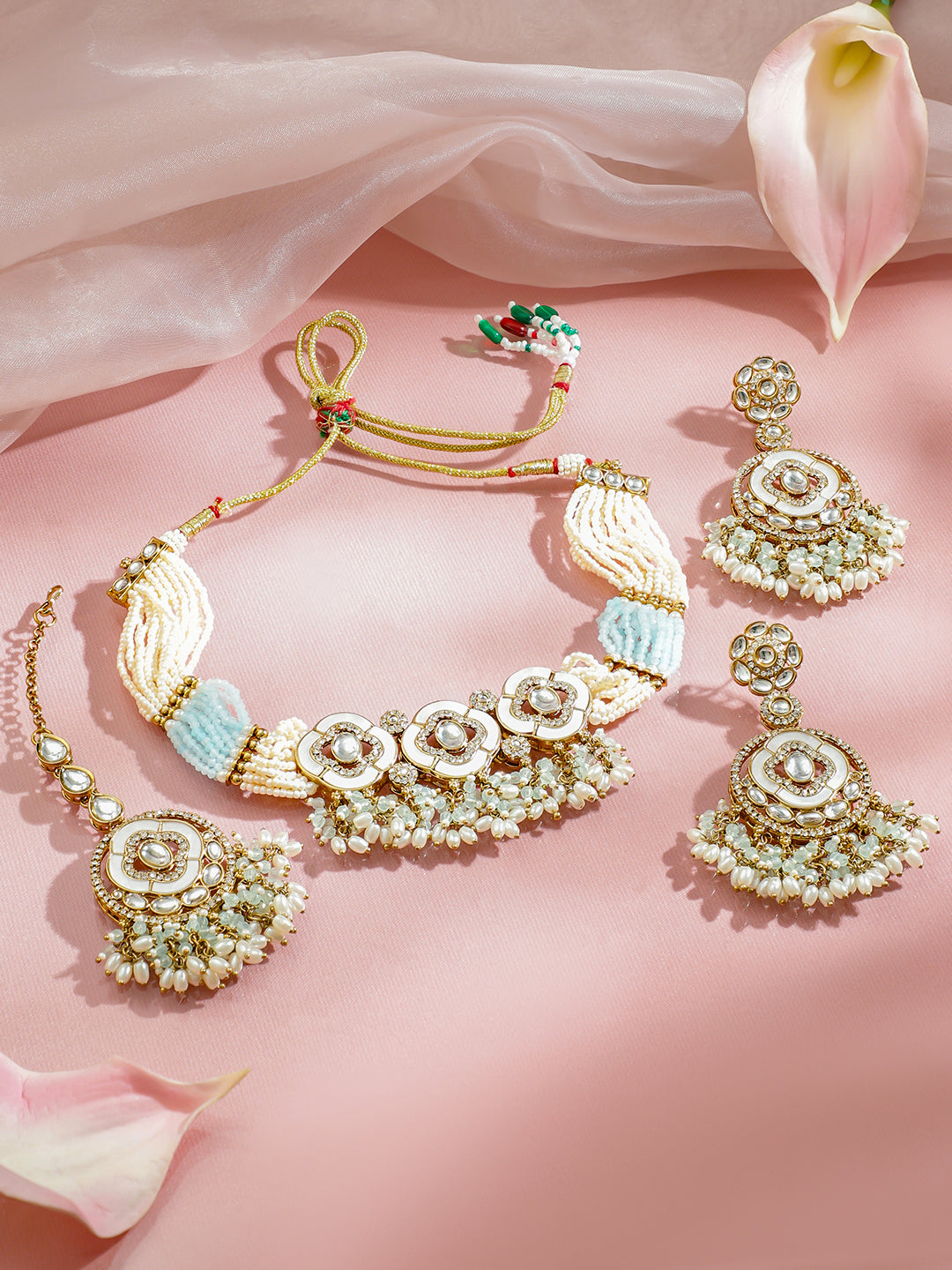 Luxe Radiance Blue & Kundan Choker Set フリーサイズ