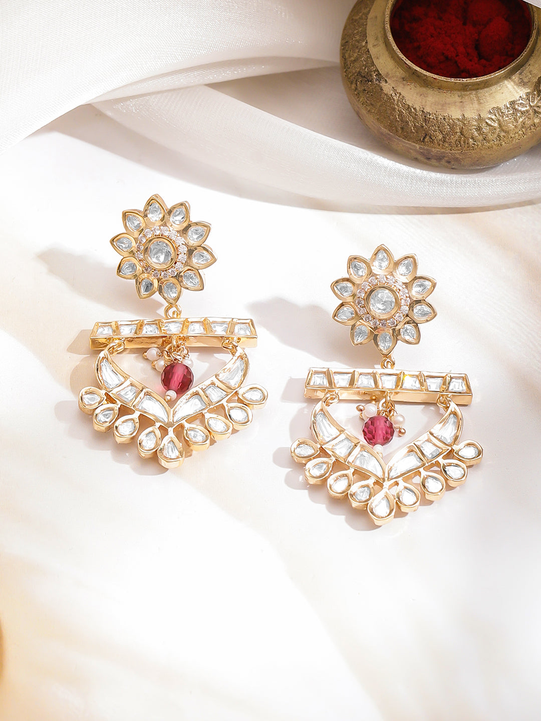 Stunning Royal Kundan and Ruby Necklace Set フリーサイズ
