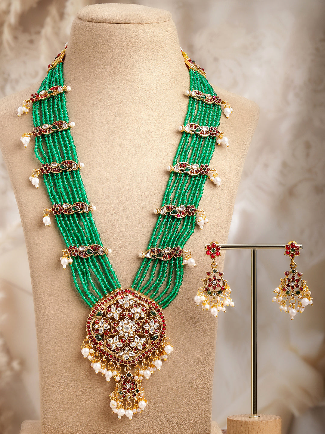 Luxe Statement Green Necklace Set フリーサイズ