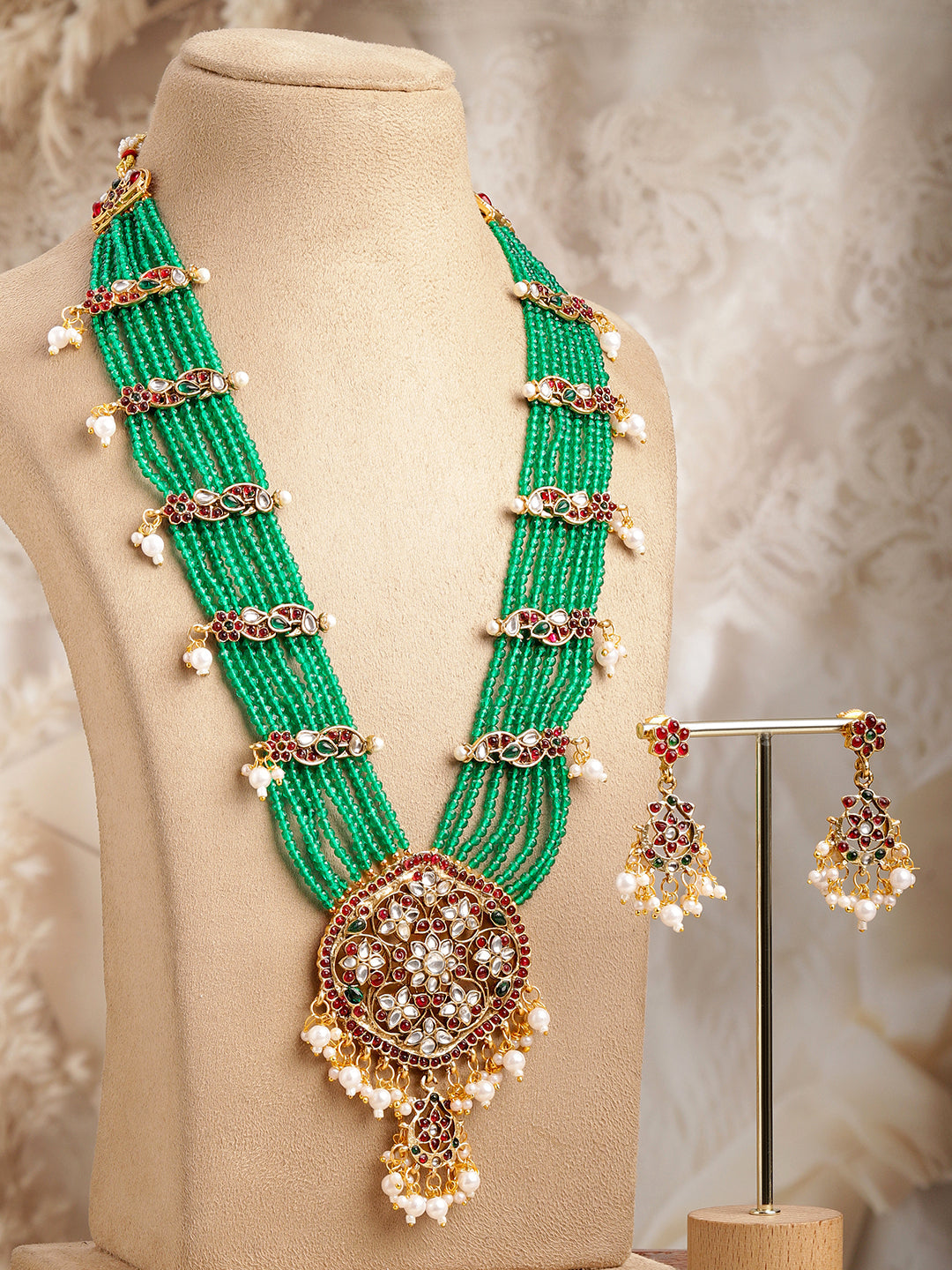 Luxe Statement Green Necklace Set フリーサイズ